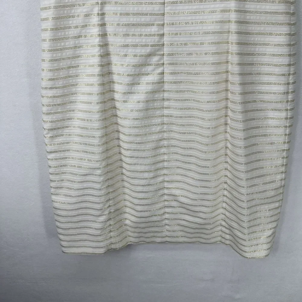 Lilly Pulitzer Henley Corded Organza Gold Stripe Knee Length Dress Size 8 - Picture 8 of 16